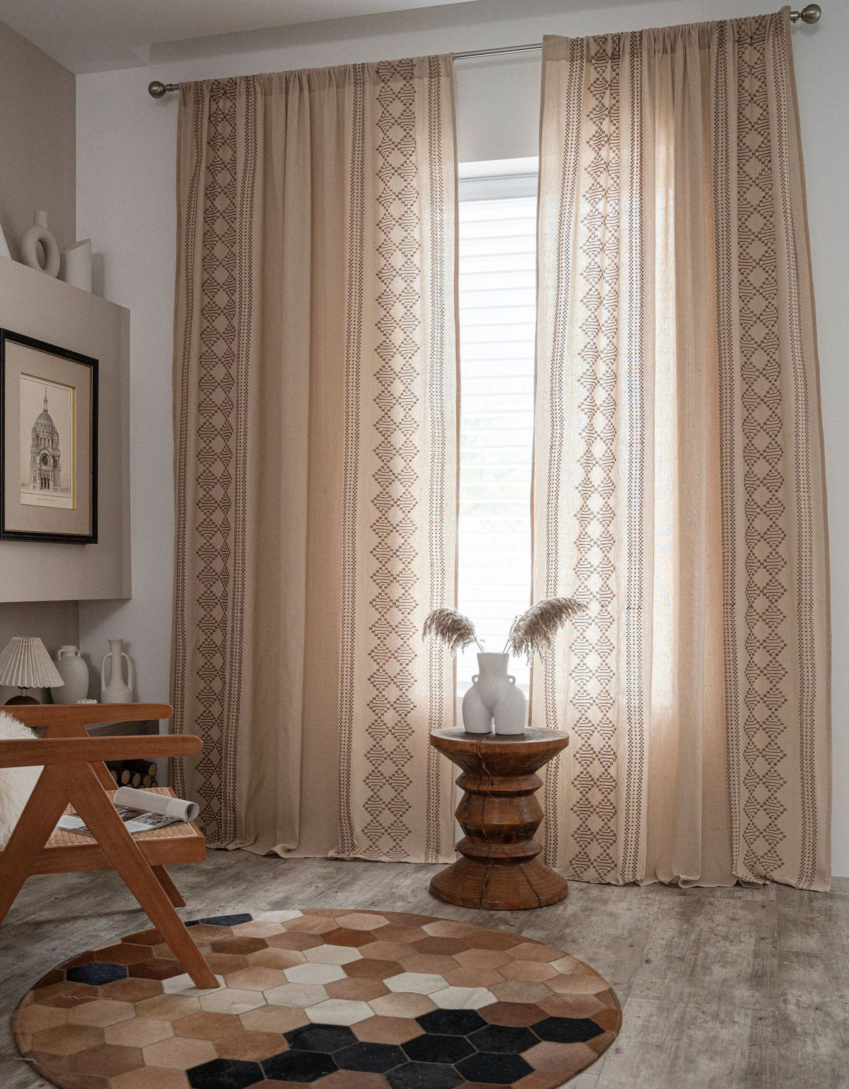 Italian Style Linen Cotton Embroidery Curtains