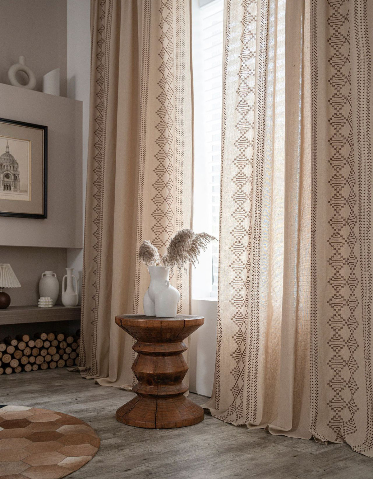 Italian Style Linen Cotton Embroidery Curtains