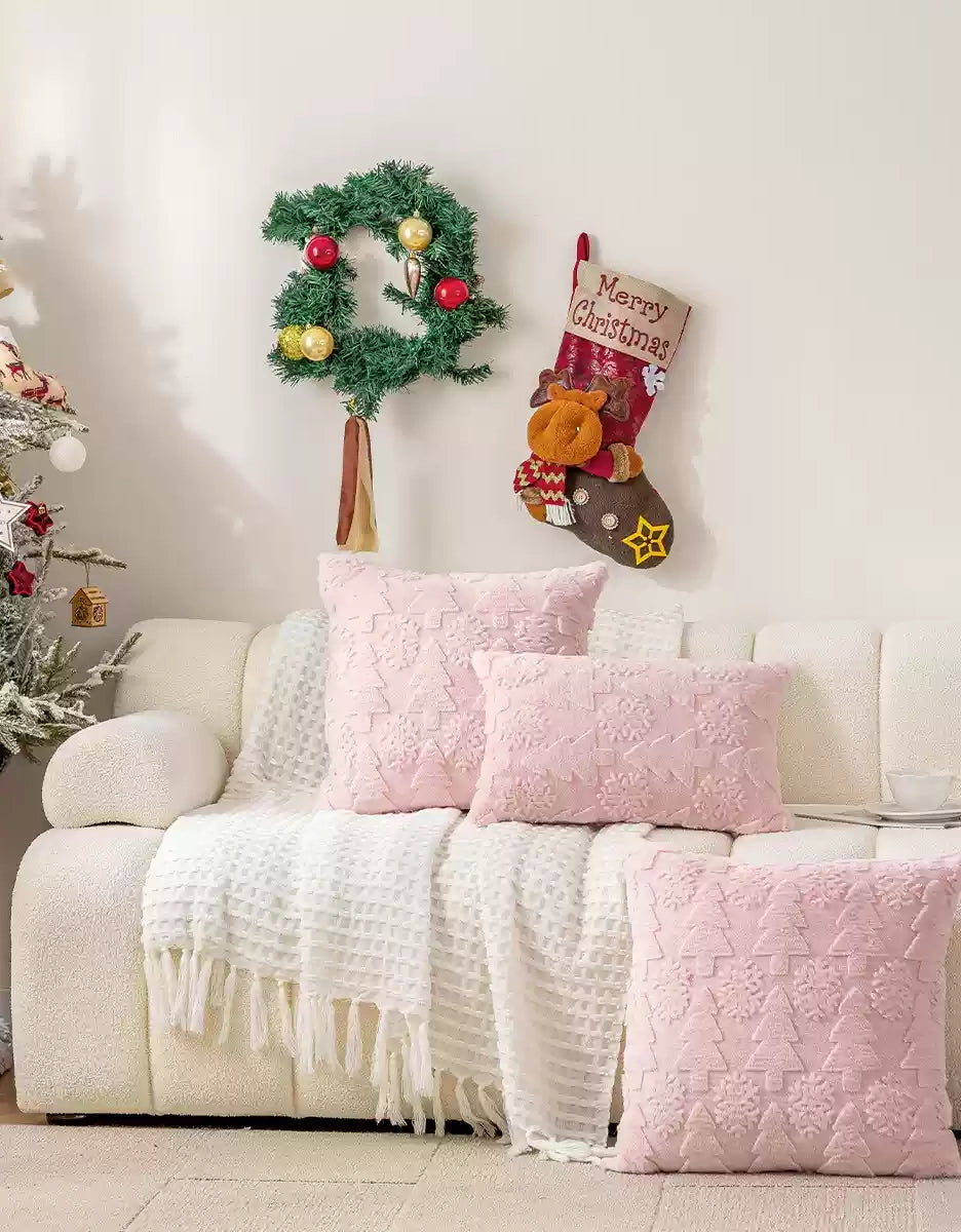 Jacquard Snowflake Christmas Tree Cushion Cover