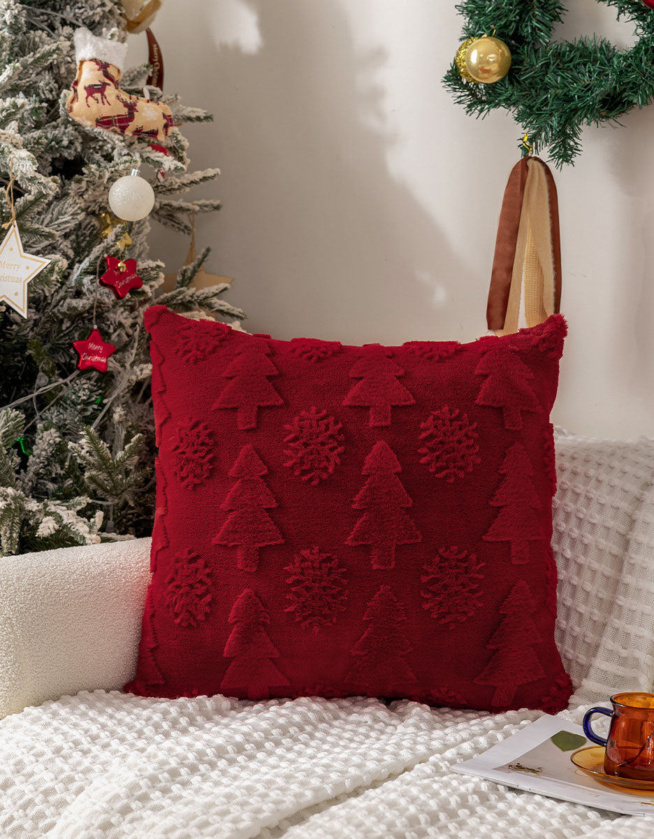 Jacquard Snowflake Christmas Tree Cushion Cover