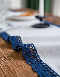 Lace Edge China Blue Dyed Table Runner