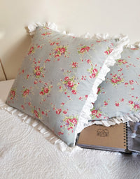 Lace Edge Pastoral Style Floral Cushion Cover