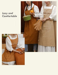 Letter Embroidered Strap Style Pure Cotton Waterproof Kitchen Apron