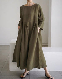 Loose Casual Linen A-Line Pocket Dress