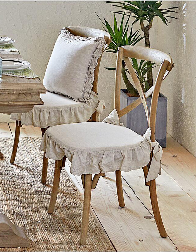 Lotus Lace Linen Chair Cushion