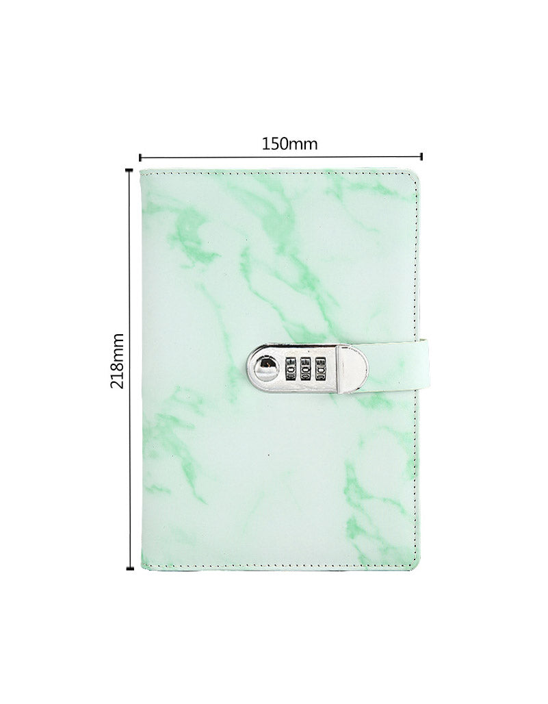 A5 Marble Surface Leather Skin Lock Notebook