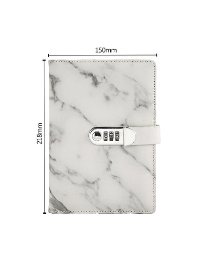 A5 Marble Surface Leather Skin Lock Notebook