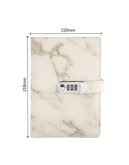 A5 Marble Surface Leather Skin Lock Notebook