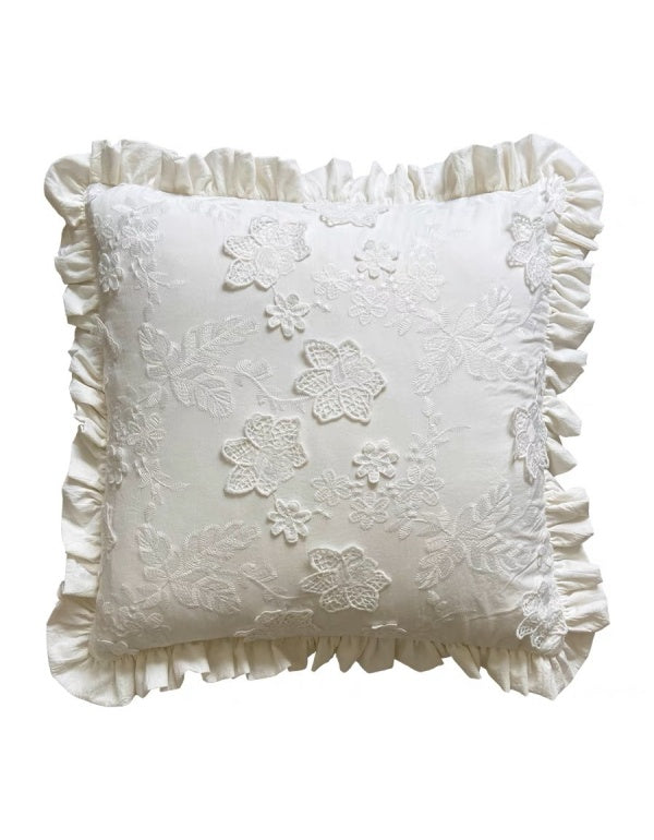 Off-White Lace Embroidered Cushion Cover