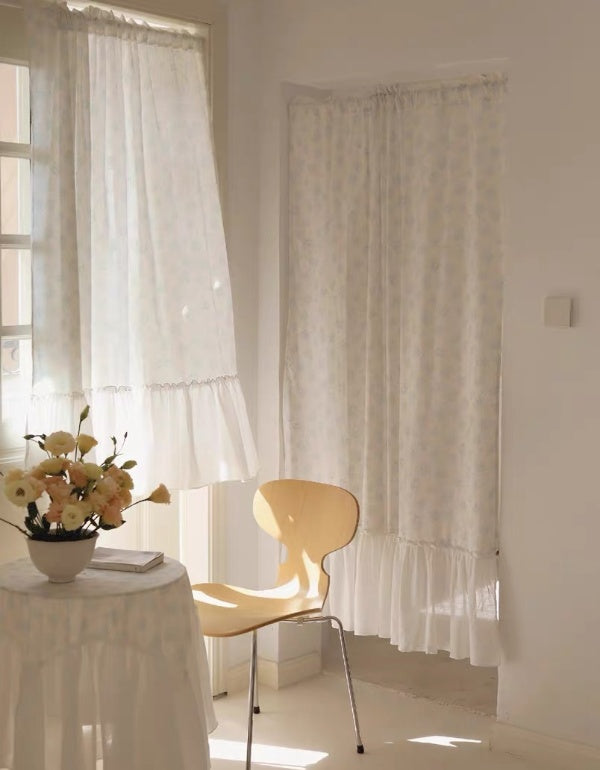 Pastoral Floral Pure Cotton Ruffle Curtains