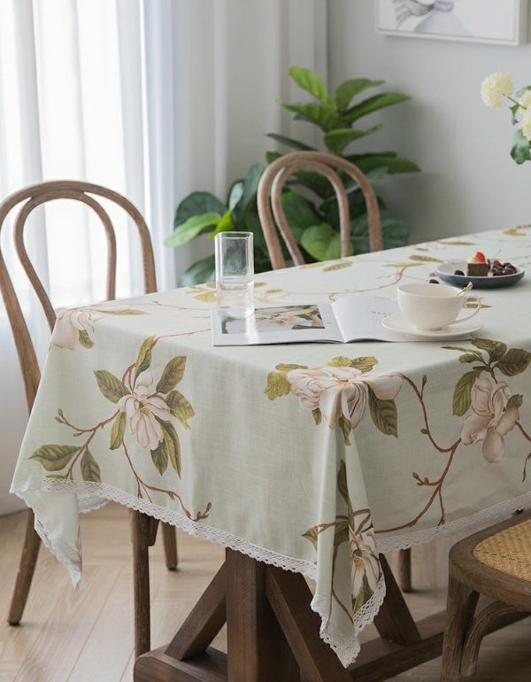 Pastoral Gardenia Cotton and Linen Table Cloth