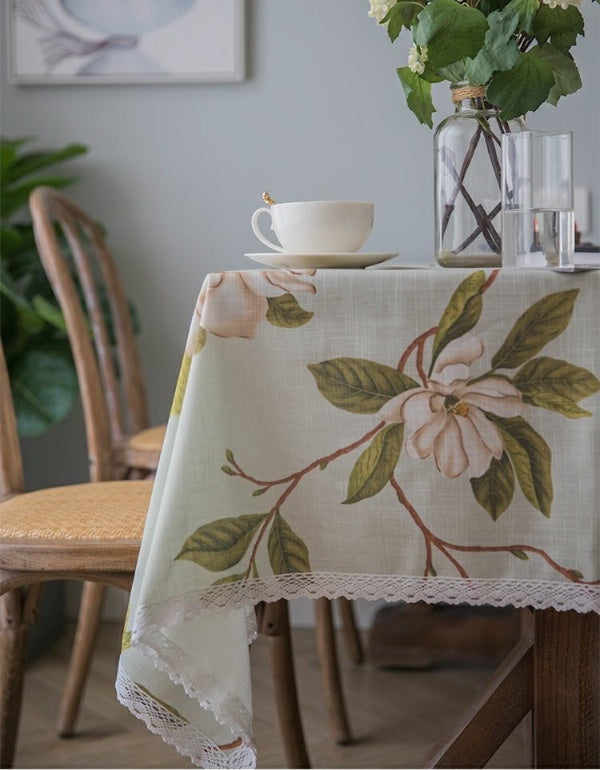 Pastoral Gardenia Cotton and Linen Table Cloth