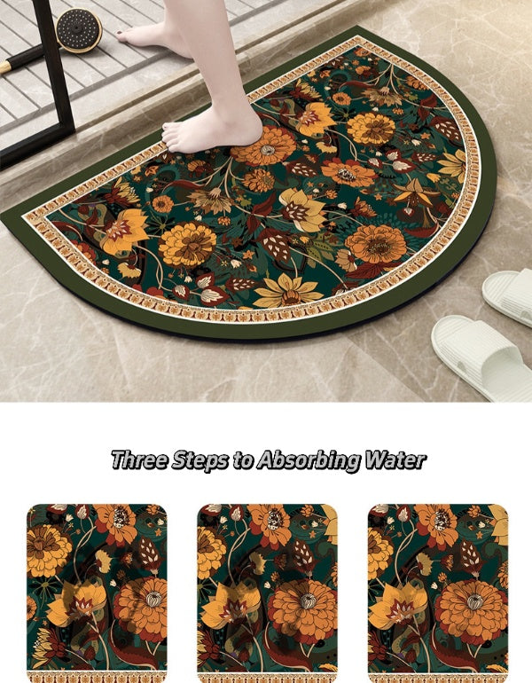 Pastoral Retro Print Quick-Drying Non-Slip Bathroom Mat