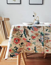 Plant Floral Cotton And Linen Tablecloth