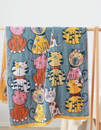 Pure Cotton Cat Pattern Bath Towel Baby Blanket