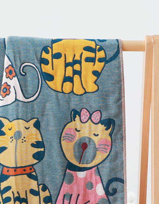 Serviette de bain en pur coton à motif de chat pour bébé