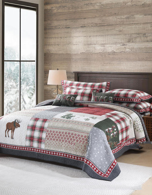 Pure Cotton Christmas Patchwork Bedding Set (3PCS)