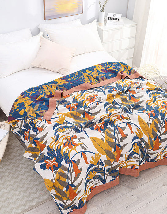 Pure Cotton Floral Bedcover Sofa Blanket