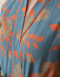 Pure Cotton Flower Pattern Bathrobe with Tie
