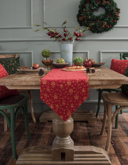 Red Bell Print Table Set for Christmas