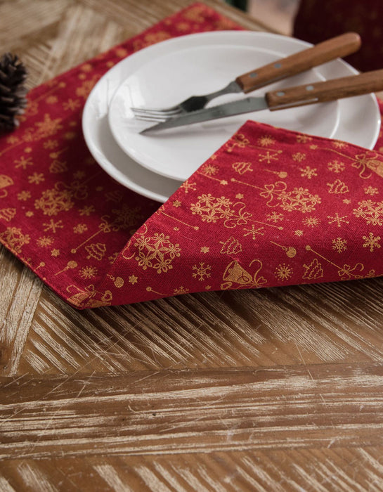 Red Bell Print Table Set for Christmas