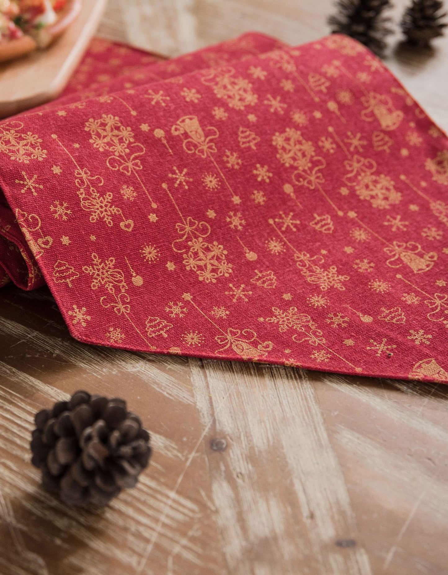 Red Bell Print Table Set for Christmas