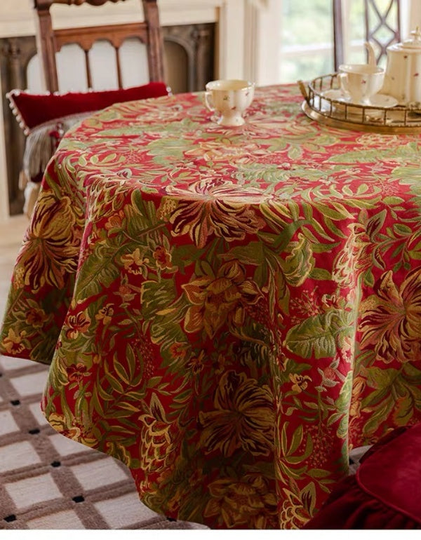 Red Jacquard Thickened Tablecloth
