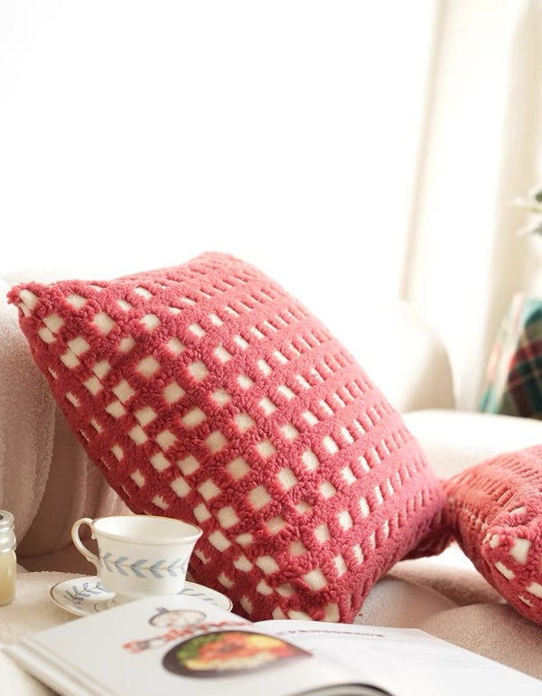 Red Tufted Waffle Cushion Cover