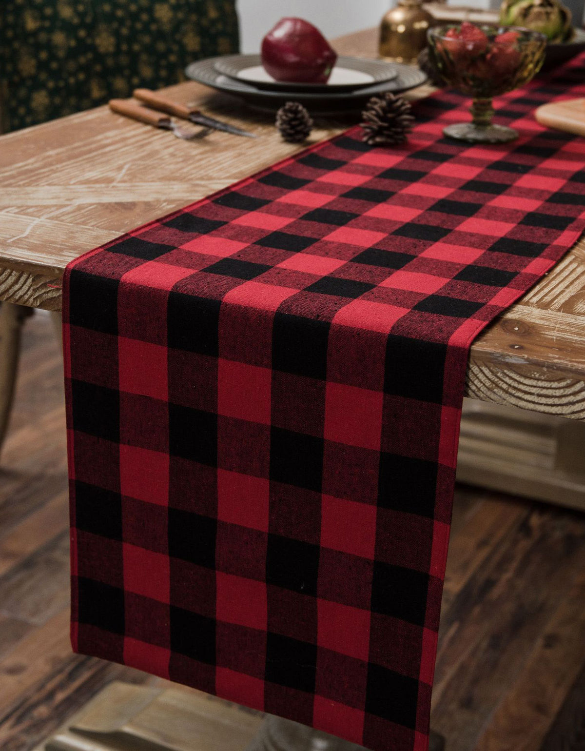 Red and Black Plaid Christmas Table Runner