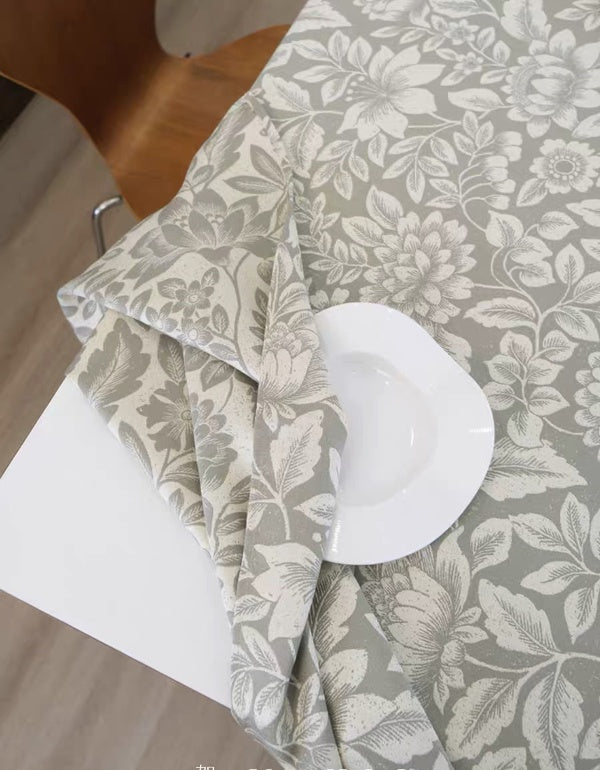 Retro Garden Gray Green Jacquard Tablecloth