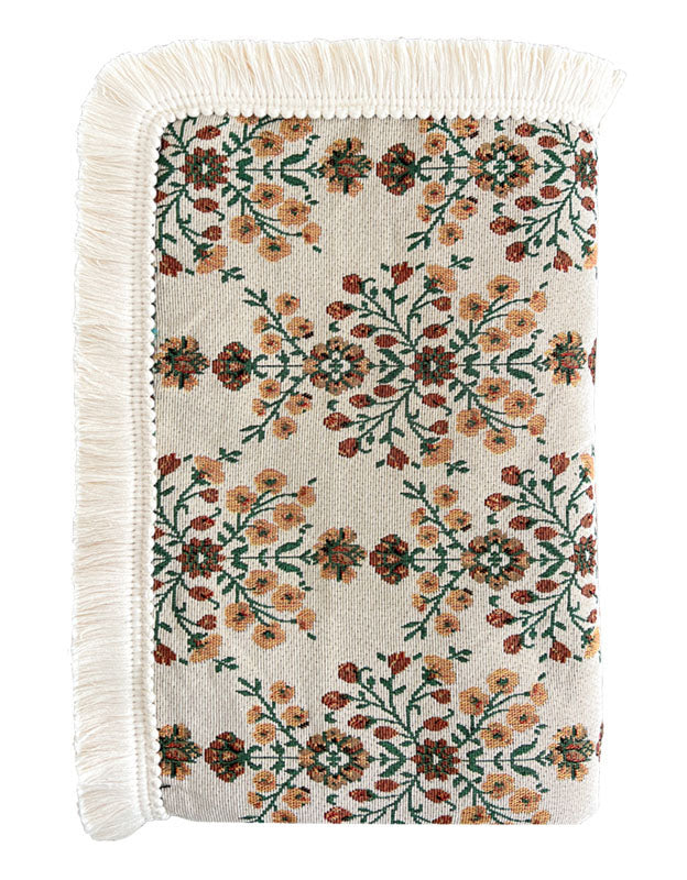 Rustic Bloom Patterned Tablecloth with Delicate Fringe Accents