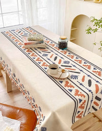 Simple Geometric Cotton and Linen Rectangular Table Cloth