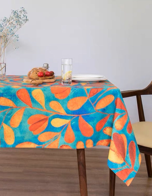 Simple Orange Willow Rattan Thickened Cotton and Linen Table Cloth