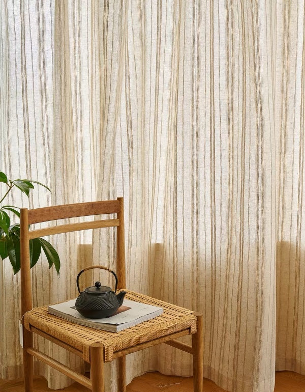 Simple Striped Linen Semi-Blackout Curtains