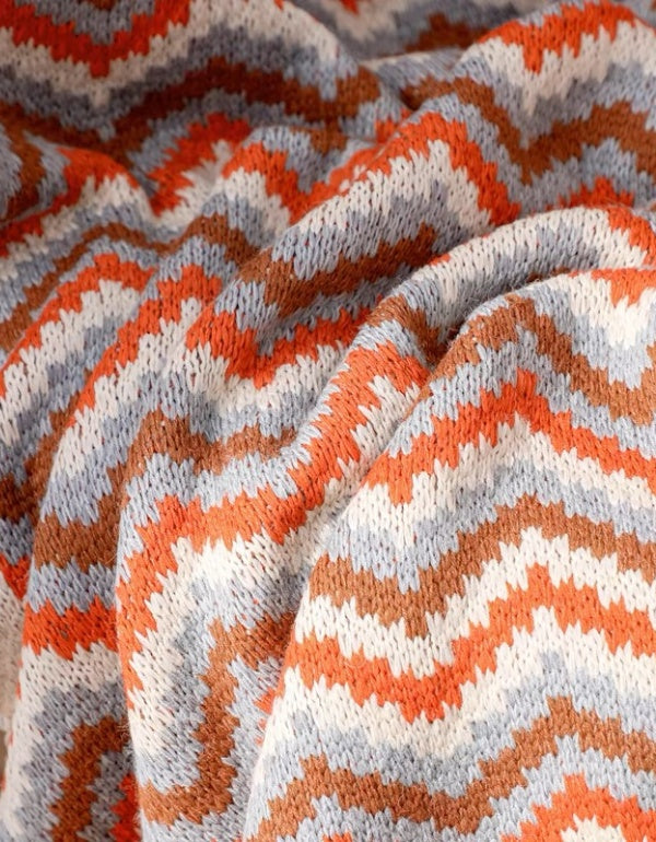 Simple Wave Knitted Sofa Blanket