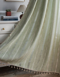 Striped Embroidered  Hollow Curtains