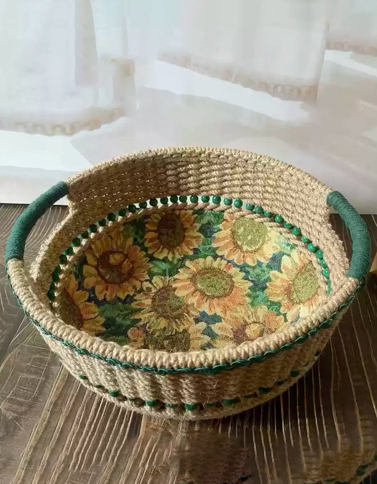 Sunflower Handmade Woven Storage Basket