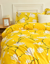 Sunny Blossom Yellow Floral Bedding Set (3PCS)