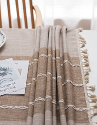 Tassel Edge Cotton Linen Tablecloth