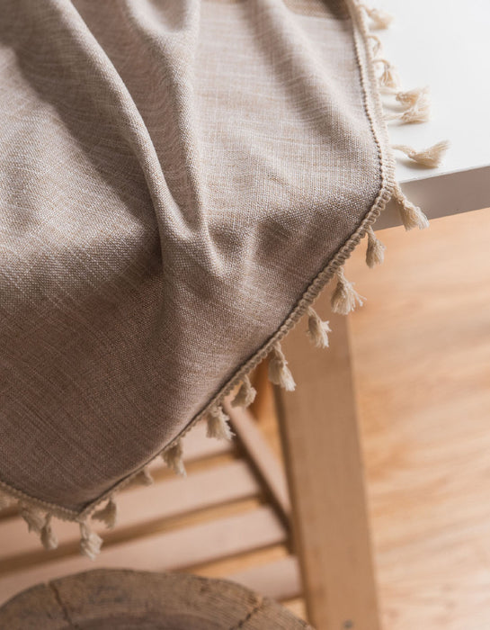 Tassel Edge Cotton Linen Tablecloth