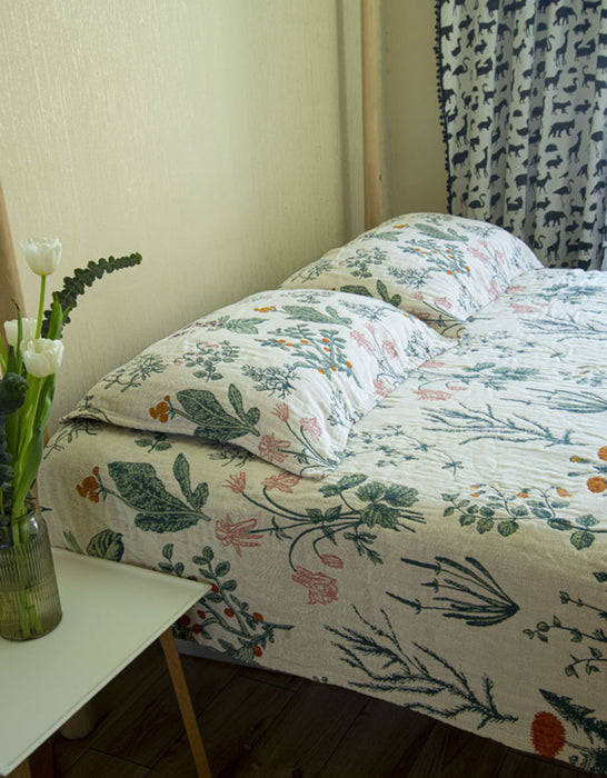 Two-sides Bedroom Vintage Flower Cotton Blanket