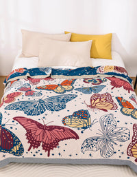 Cotton Boho Butterfly Print  Bedcover Sofa Blanket