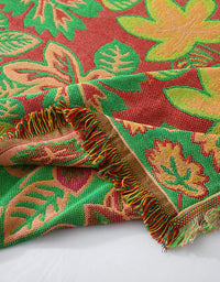 Vibrant Tropical Leaf Woven Bedcover Sofa Blanket