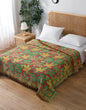 Vibrant Tropical Leaf Woven Bedcover Sofa Blanket