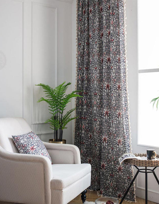 Vintage Floral Cotton Linen Curtains