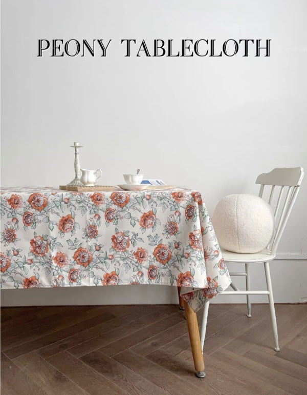Vintage Floral Peony Waterproof Table Cloth
