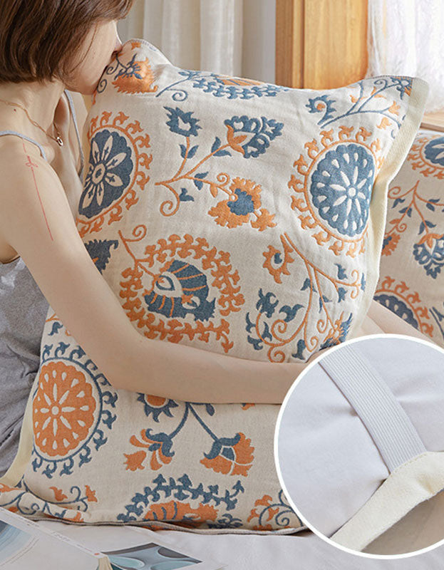 Vintage Flower Print Cushion Cover with Fixed Rope ( 2 PCS)