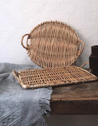 Vintage Handmade Rattan Woven Storage Tray