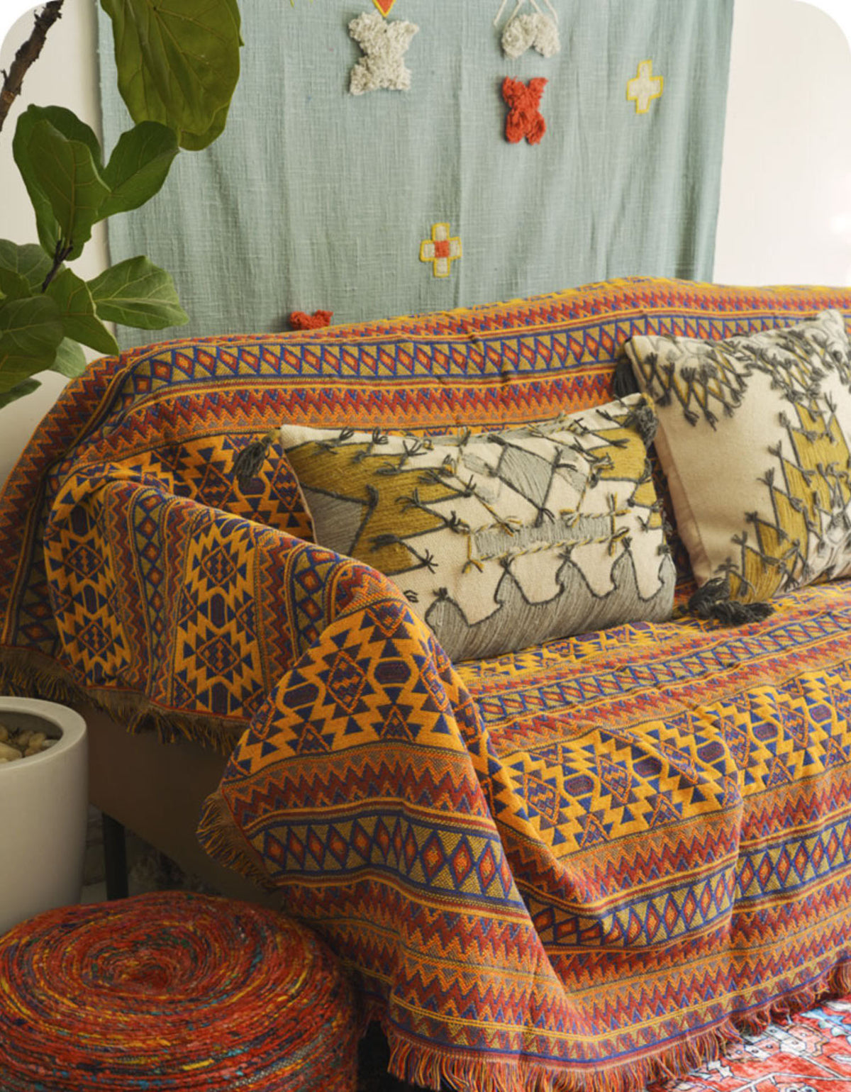 Vintage Indian Style Blankets Sofa Cover