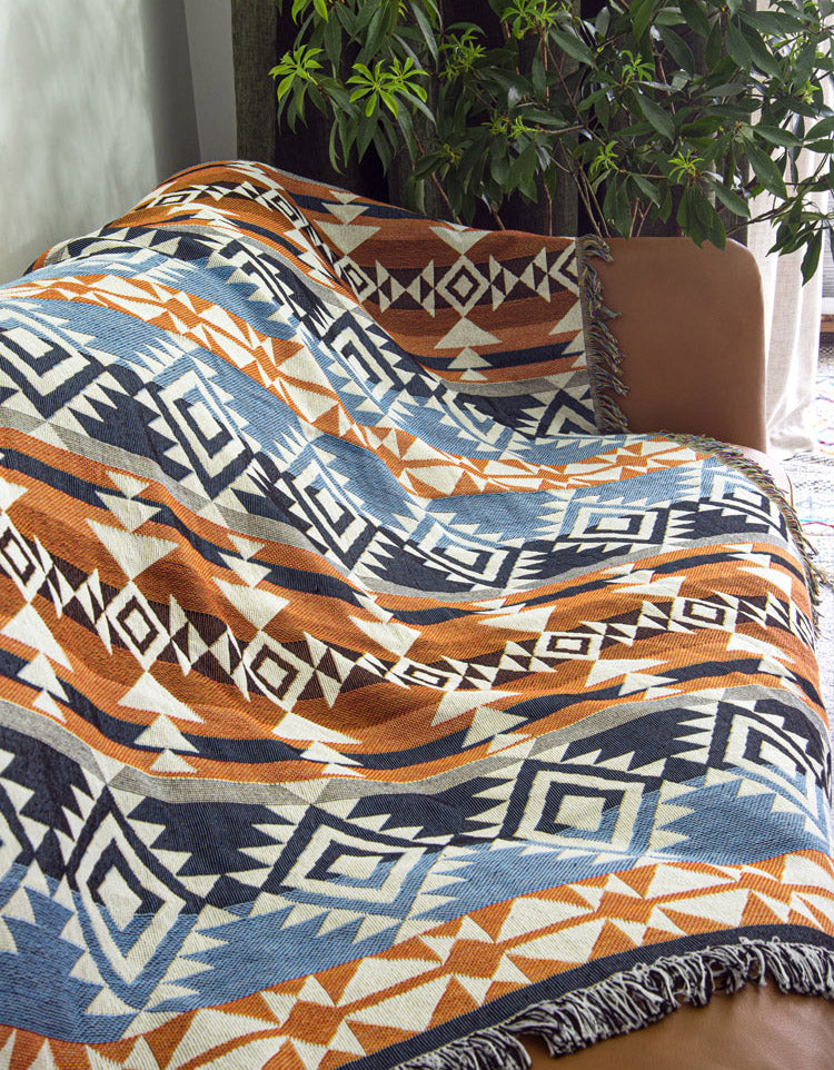Vintage Indiana Style Double-side Sofa Blanket